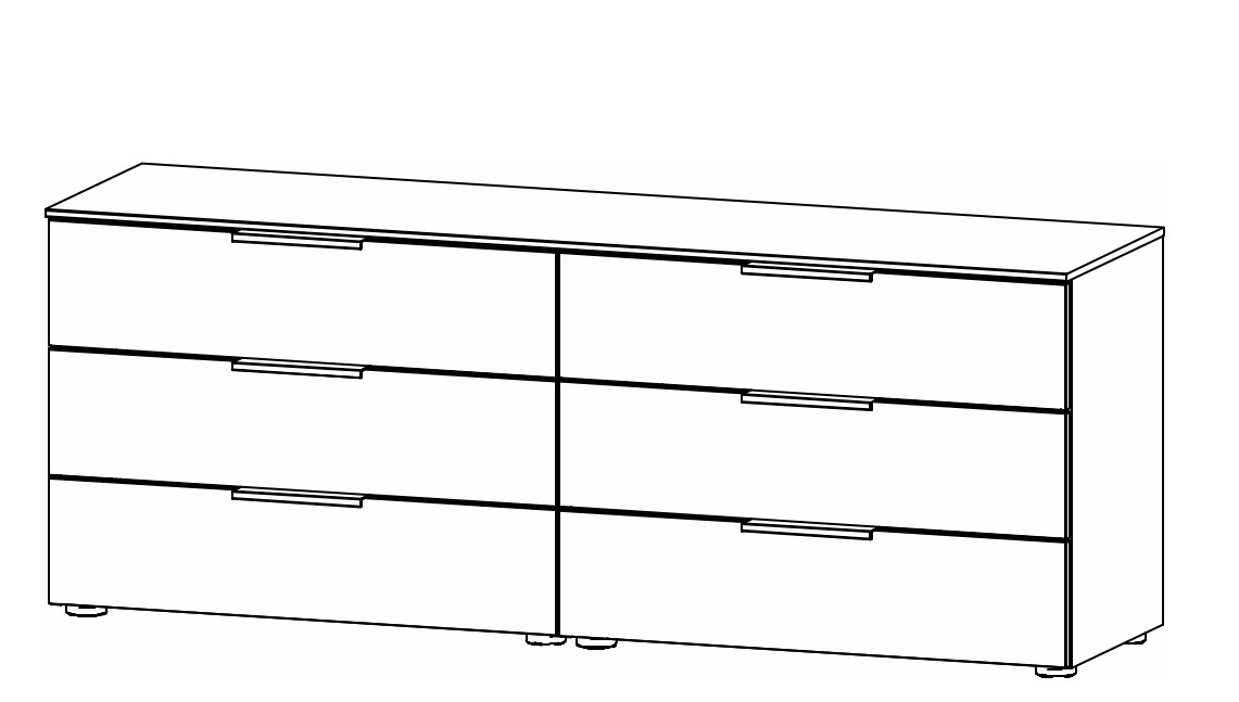 Illustration einer Kommode mit sechs Schubladen vor weißem Hintergrund