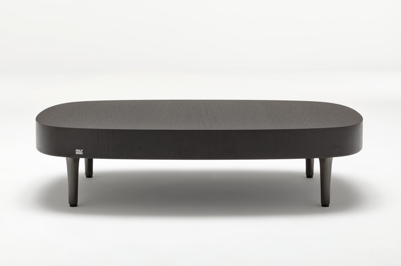 Rolf Benz 968 - Couchtisch (100 x 70 cm) schwarzer Couchtisch mit niedriger Höhe und breiter Tischplatte