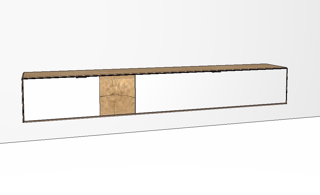 weiß braunes Lowboard mit Holzakzent vor weißem Hintergrund