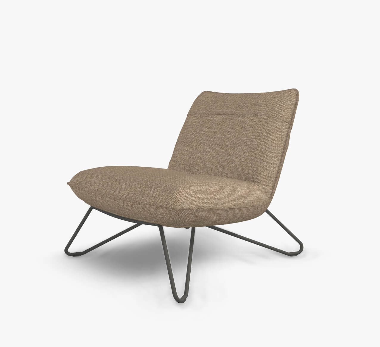 Rolf Benz 394 - Sessel (Loungesessel) | Stoff, beigegrau 26.384 | Metallgestell umbragrau Beiger Lounge-Sessel mit stilvollem Stoffbezug und eleganten Metallbeinen