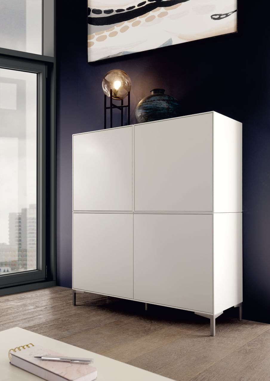 now! by hülsta. easy | Highboard | Lack-reinweiß | B: 128 cm | 980173