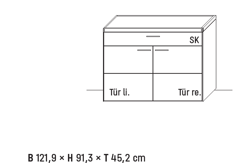 Wöstmann WM 2520 - Sideboard | Type 2265 | B: 121,9 cm | Wildeiche massiv