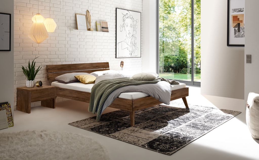 Hasena - Trento Bett Ortona | Rahmen Trento 16 | Kopfteil Lino | Füße Nelo | konfigurierbar