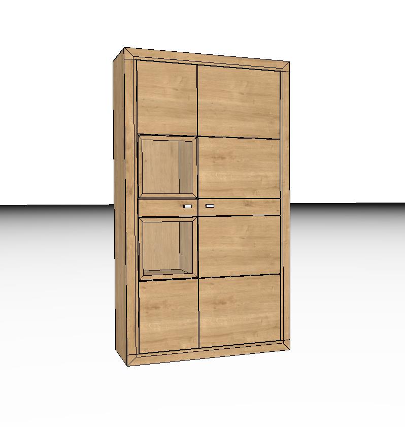 Wöstmann Aurum - Schrank | Type 4923/4924 | Wildeiche massiv | B: 92,2 cm | konfigurierbar Ein moderner Kleiderschrank aus Holz mit mehreren Schubladen und offenen Regalfächern, ideal für die Aufbewahrung.