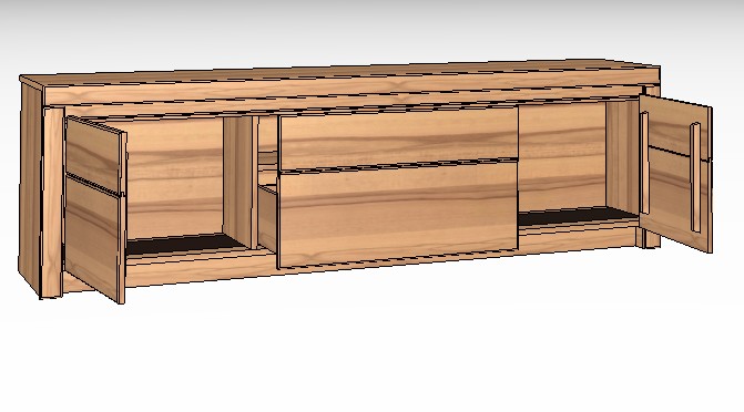 braunes Lowboard vor weißem Hintergrund