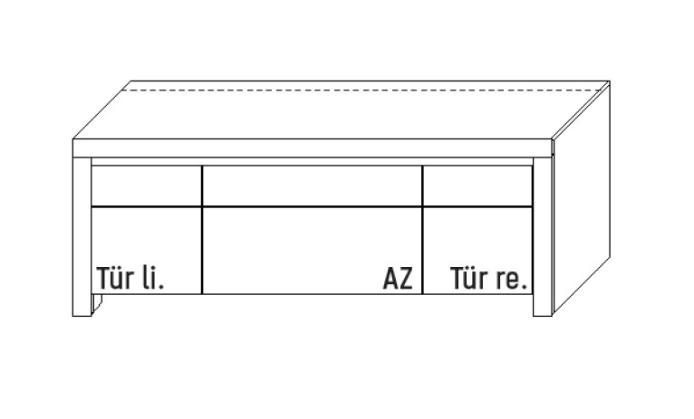 Illustration eines Lowboards vor weißem Hintergrund