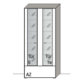 Illustration einer Vitrine vor weißem Hintergrund