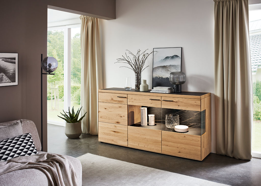 Wöstmann WM 2520 - Sideboard | Type 2843/2844 | B: 181,9  cm | Wildeiche massiv, Keramik