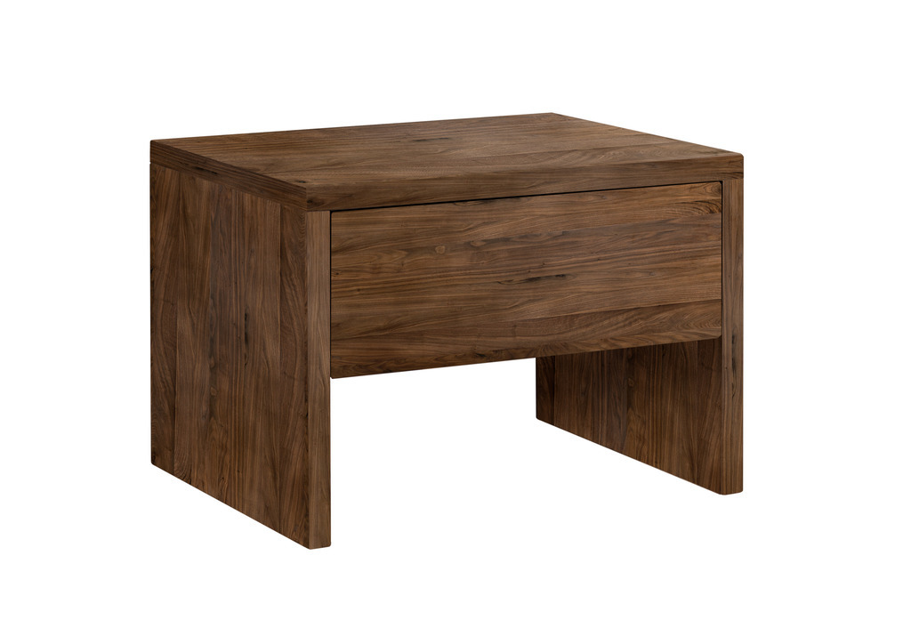 dunkelbrauner Nachttisch mit einer Schublade vor weißem Hintergrund Salva von Hasena