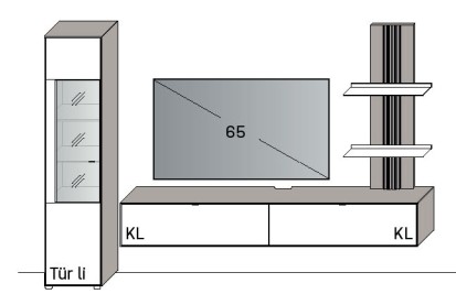 Illustration einer Wohnwand vor weißem Hintergrund