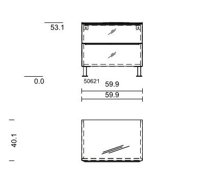 hülsta. Metis 21 | Konsole auf Füßen, 2 Schubladen | B: 59,9 cm | Supermatt schwarz 