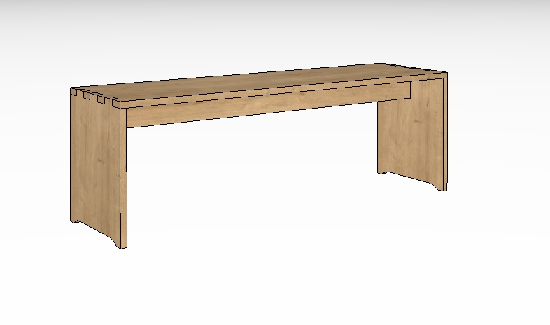 Wöstmann WSM 4300 - Sitzbank (1480) | Wildeiche massiv | B: 120,0 cm Abbildung eines modernen Holztisches mit schlichtem Design, geeignet für Esszimmer oder Büro.