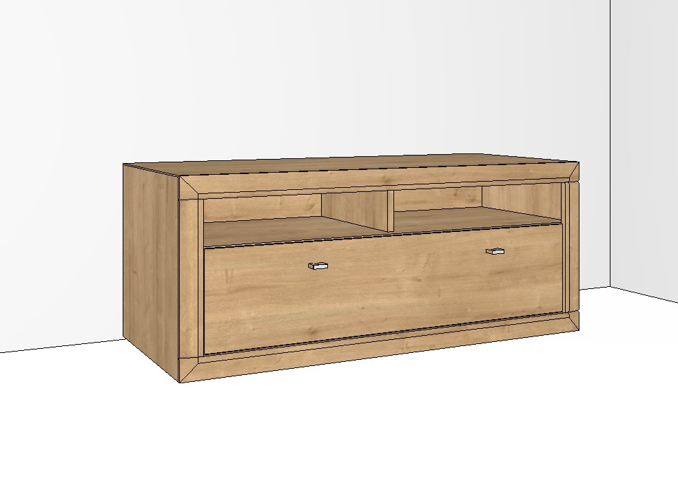 Illustration eines braunen Lowboards vor weißem Hintergrund