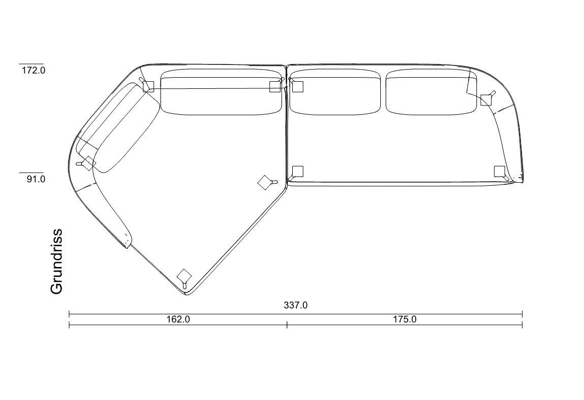 Abschlusssessel V-förmig auf der linken Seite