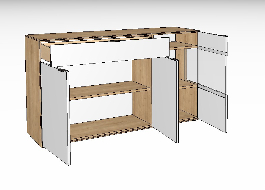 weiß braunes Sideboards vor weißem Hintergrund