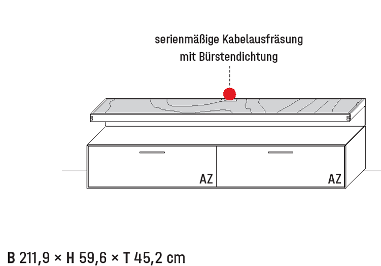 Wöstmann WM 2520 - Lowboard | Type 1151 | B: 211,9 cm | Wildeiche massiv, Keramik