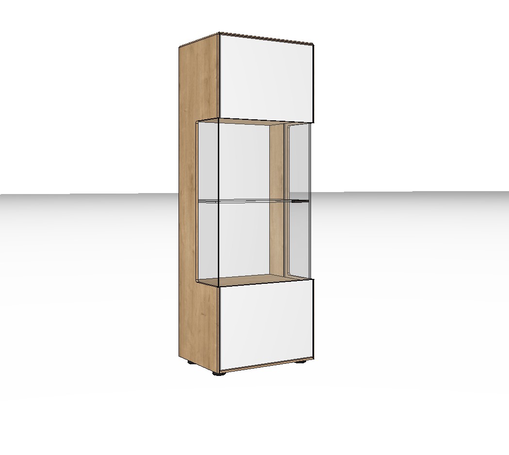 weiß braune Vitrine vor weißem Hintergrund