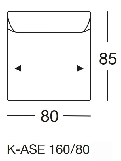 Maßzeichnung eines Sofaelements vor weißem Hintergrund freistil Rolf Benz 160