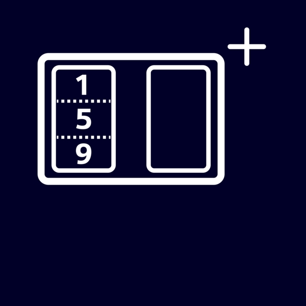 Illustration mit einem Rechteck, das Zahlen 1, 5, 9 zeigt, daneben ein Pluszeichen auf dunkelblauem Hintergrund.