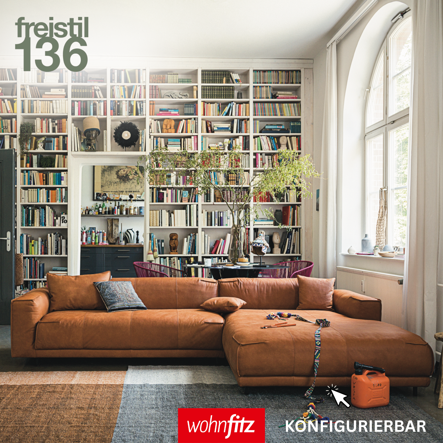 braun orange Ledercouch