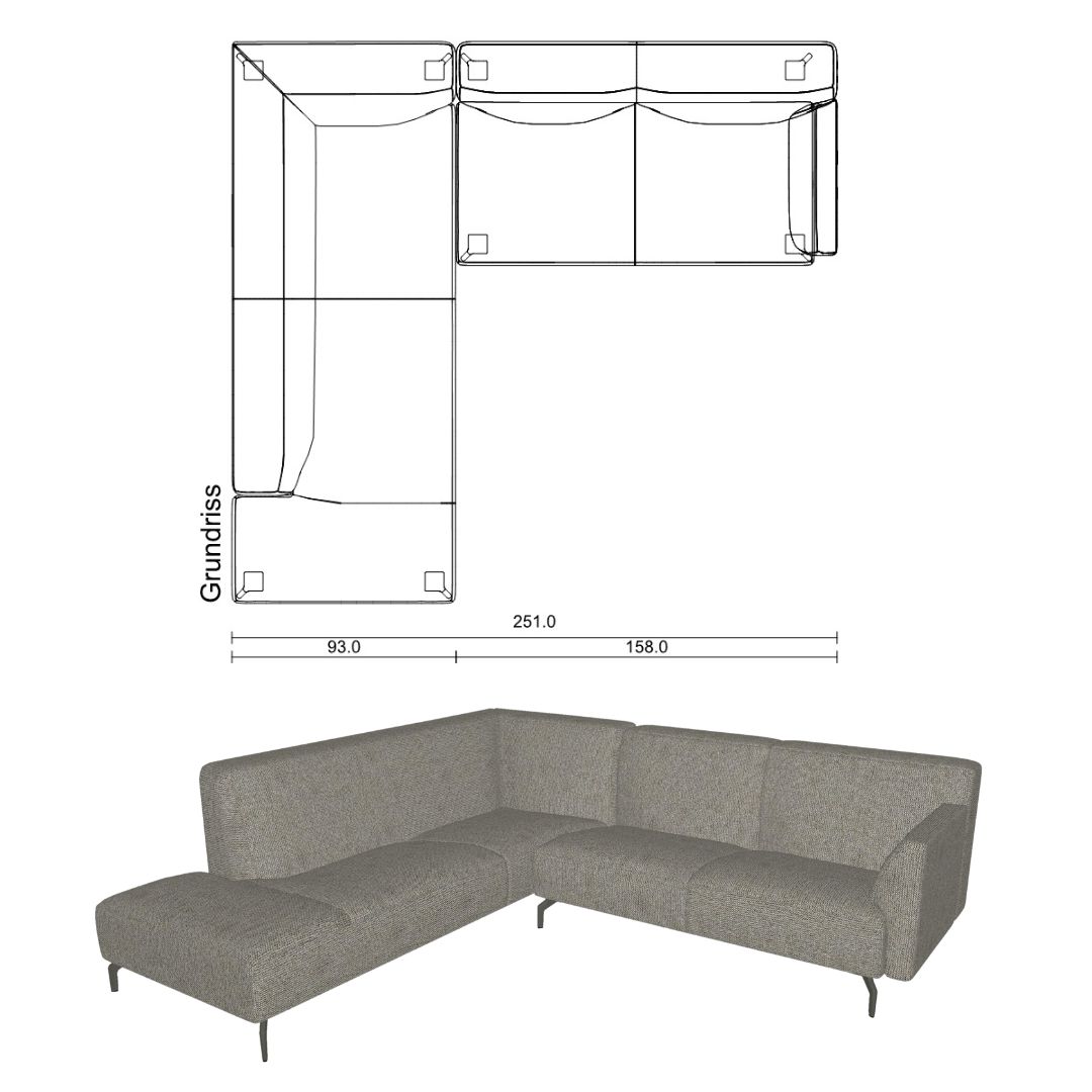 großes Ecksofa in grau und Designer Rückenteil
