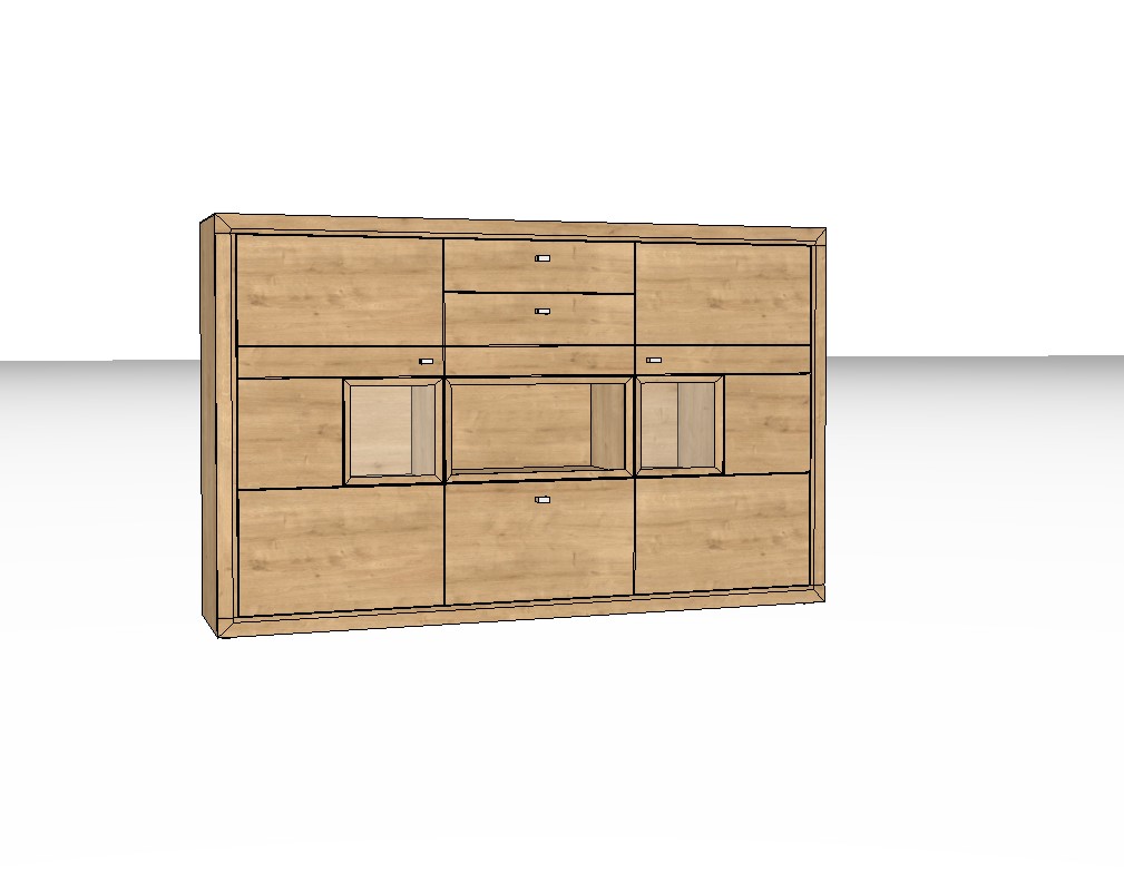 braunes Highboard vor weißem Hintergrund