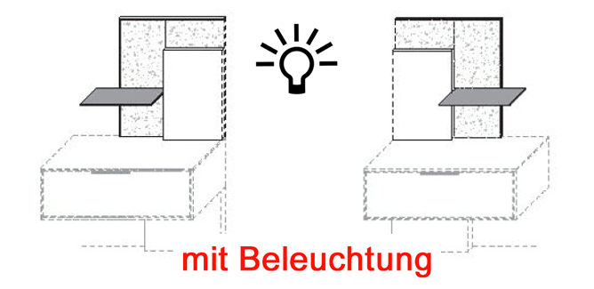 Paneelaufsatz mit Akzent + Metallablage, inkl. Bel. (2er-Set)