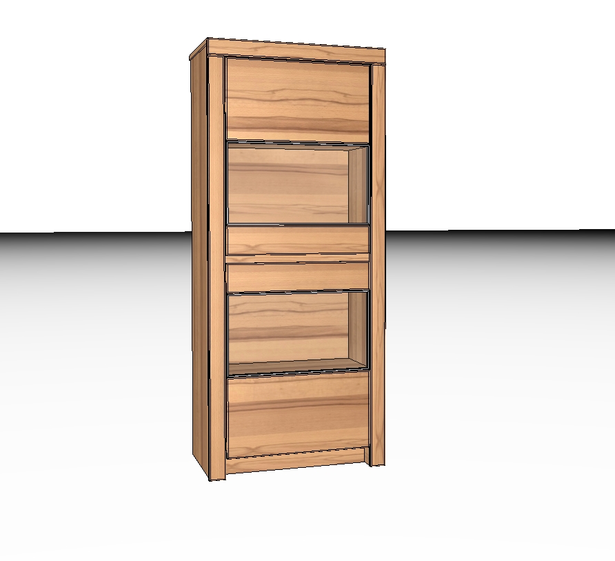 Wöstmann Soleo 3000 - Vitrine | Type 4703/4704 | H: 168,8 cm | konfigurierbar Holzregal mit mehreren Regalböden auf weißem Hintergrund