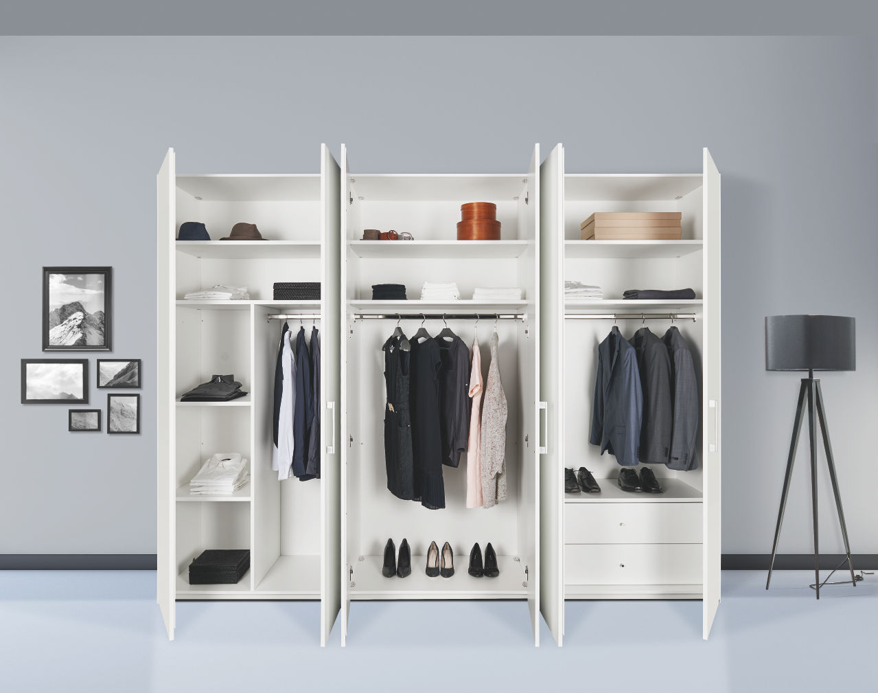 hülsta. Solo | 6 türiger Kleiderschrank mit Innenschubladen | B: 302 cm