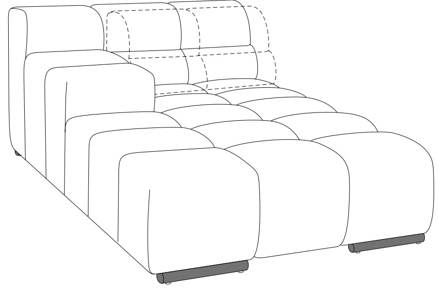DW.T.D021137/D021138 Designwerk Temple - Recamiere small Armteil | B: 109 cm | mit Rückenverstellung | D021137/D021138
