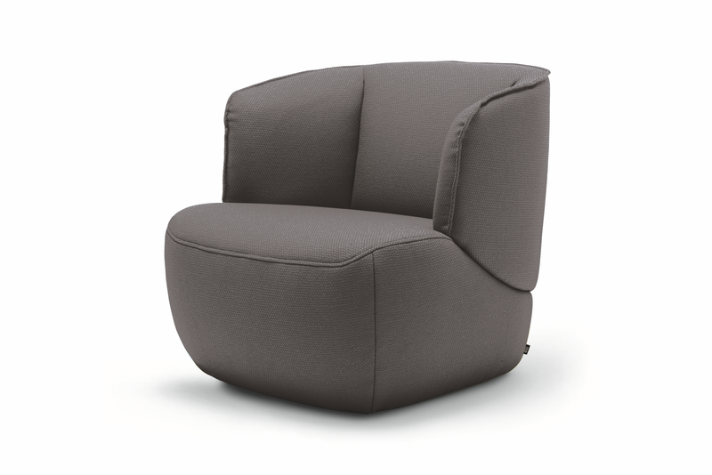 Rolf Benz 384 - Sessel (Loungesessel) | Stoff, blaugrau 15.159 Grauer Sessel mit abgerundeten Ecken und weicher Polsterung