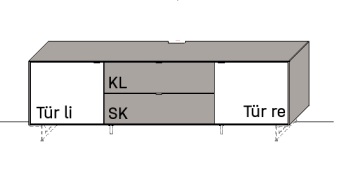 Illustration eines Lowboards vor weißem Hintergrund