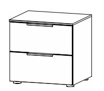 Illustration eines Nachttisches mit zwei Schubladen vor weißem Hintergrund