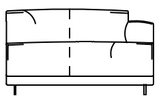 Illustration eines Sofaelements vor weißem Hintergrund freistil Rolf Benz 136
