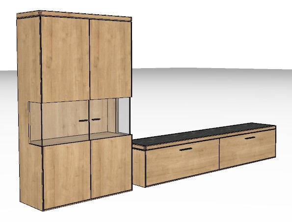 Wöstmann WM 2520 - Hänge-Wohnwand | Type 0014/0114 | B: 318,8 cm | Wildeiche massiv, Keramik