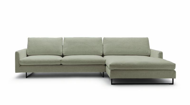 große Eckcouch in salbei grün