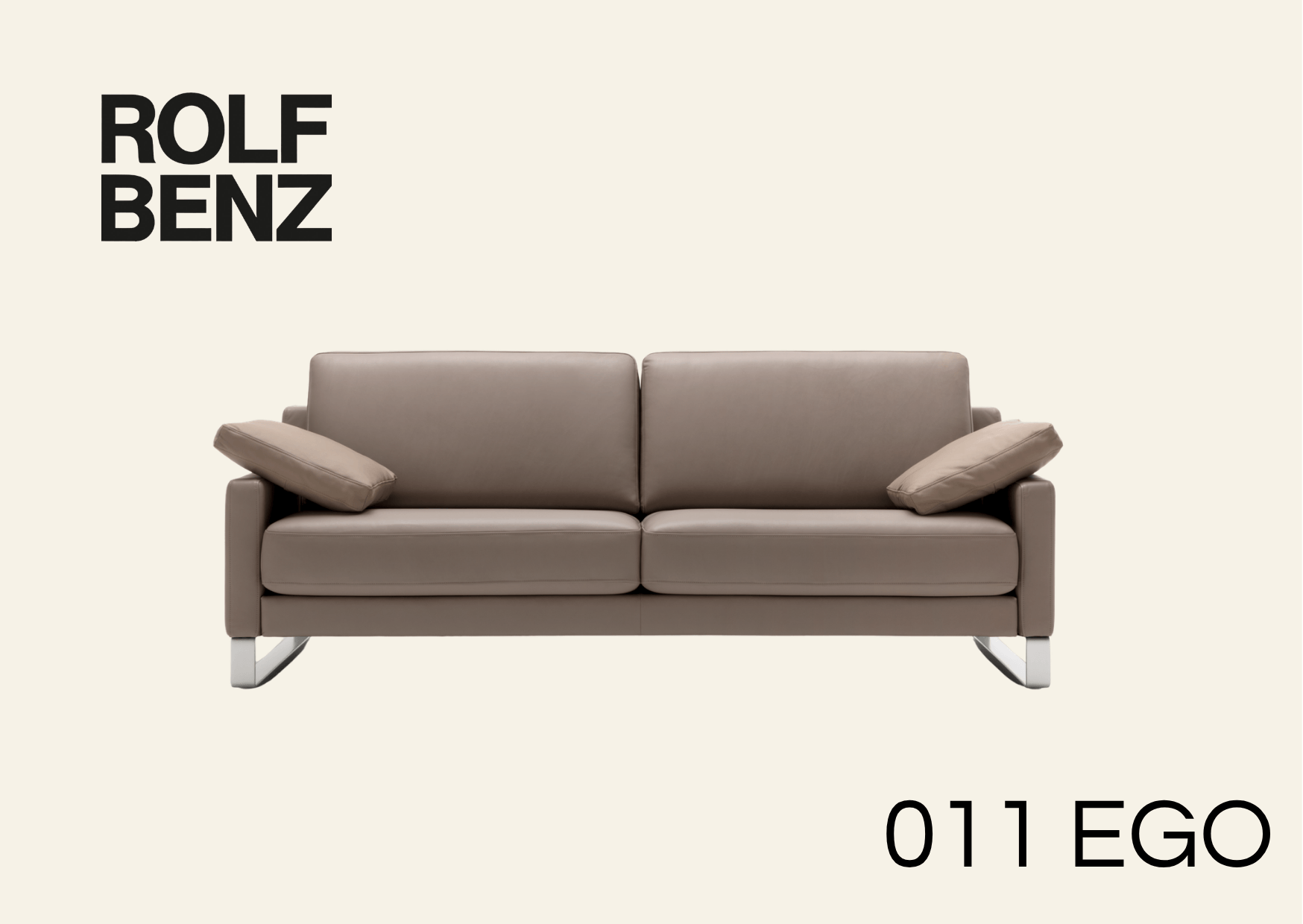 braunes Ledersofa zweisitzer mit Aufschrift Rolf Benz und 011Ego