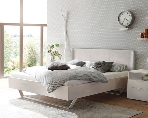 Hasena Wood-Line Bett | Premium 23 Rahmen | Slid Kufen | Obag Kopfteil | Buche weiss lasiert, lackiert