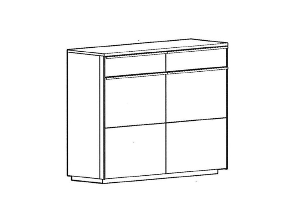 B.N.312 Bienenmühle Novum- Dielenschrank mit 2Türen und 2Schubkästen | B 121cm | Kernbuche oder Wildeiche furniert