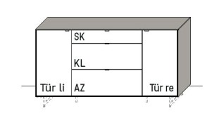 Illustration eines Sideboards vor weißem Hintergrund