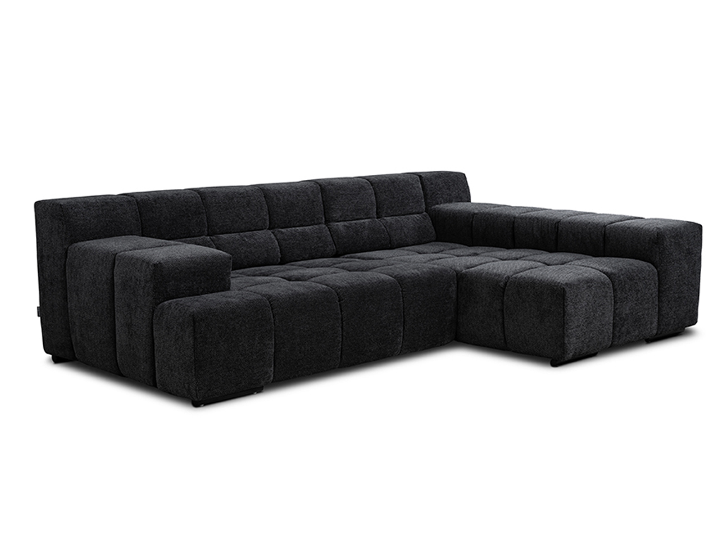 Schwarzes Ecksofa mit weicher Polsterung und modernem Design