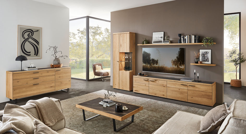 Wöstmann WM 2520 - Couchtisch | Type 9500 | B: 120,0  cm | Wildeiche massiv, Keramikplatte