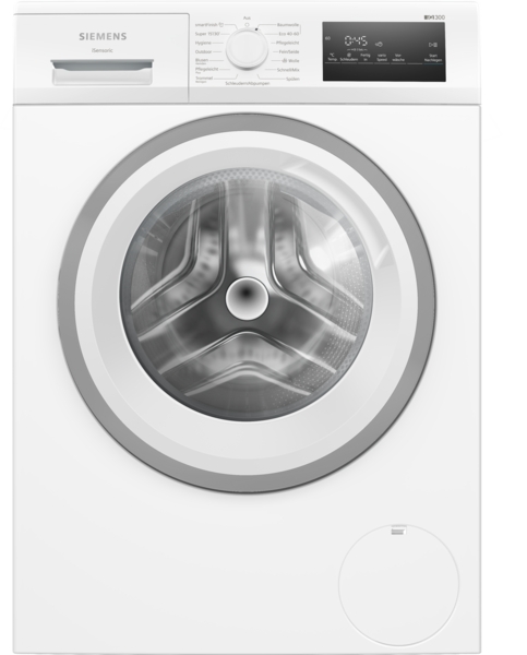 Siemens - Waschmaschine iQ300 | Frontlader 8 kg | 1400 U/min. | WM14N127 Frontansicht einer Siemens Waschmaschine mit Display und Trommeltür
