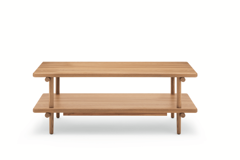 Holz-Couchtisch mit zwei Ebenen, minimalistisches Design
