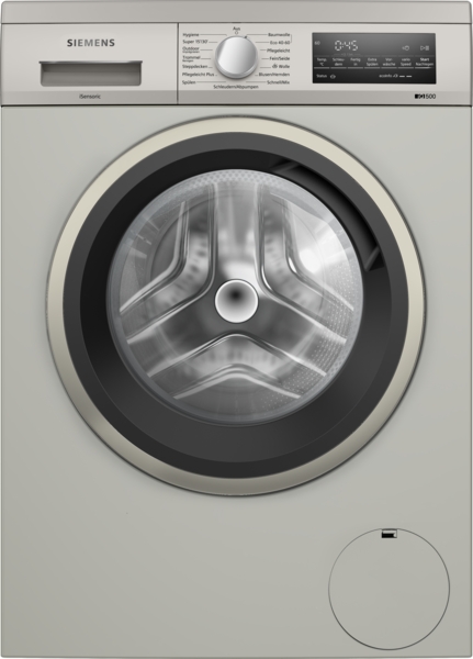 Siemens - Waschmaschine iQ500 | unterbaufähig | Frontlader 9 kg | 1400 U/min. | Silber-inox | WU14UTS8 Moderne Siemens Frontlader Waschmaschine mit digitalem Display und Energieeffizienzklasse A+++.