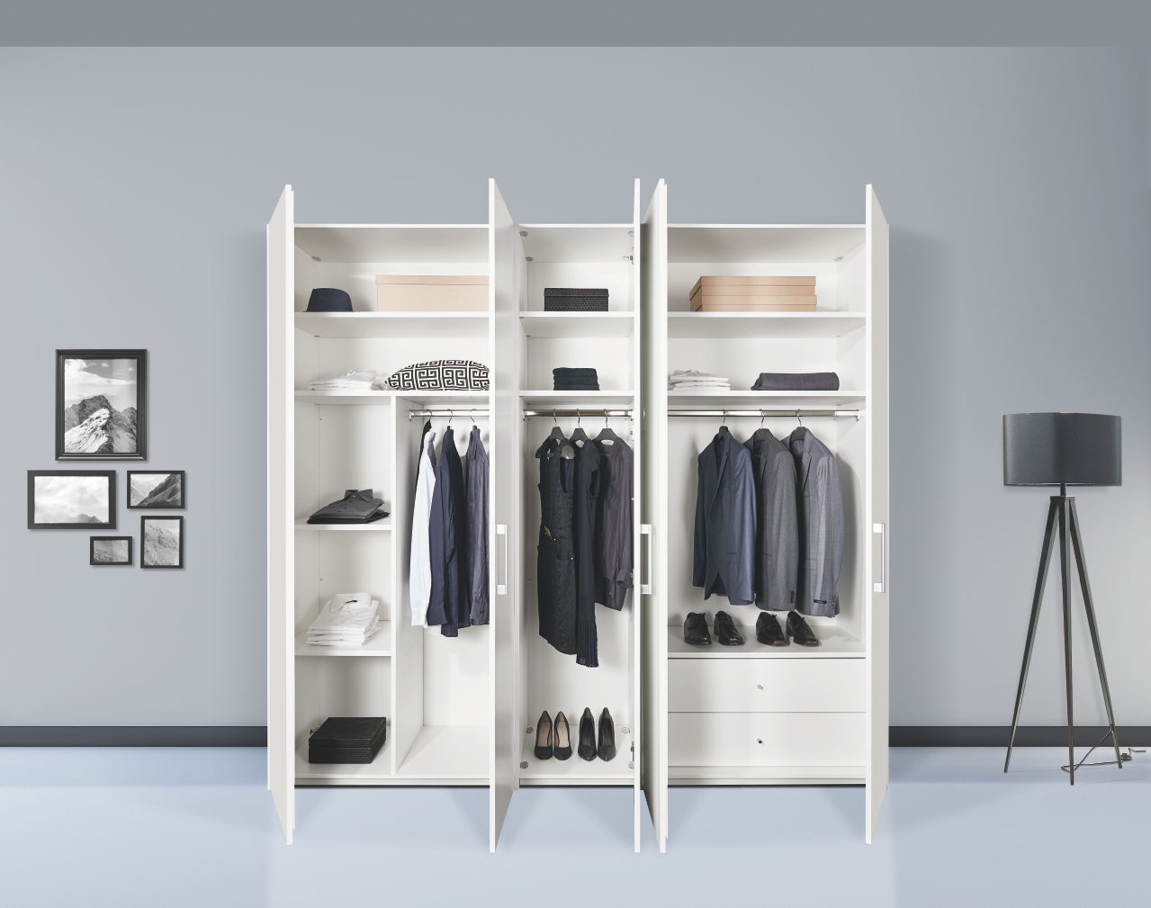 hülsta. Solo | 5 türiger Kleiderschrank mit Innenschubladen | B: 252 cm