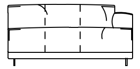 Illustration eines Sofaelements vor weißem Hintergrund freistil Rolf Benz 136