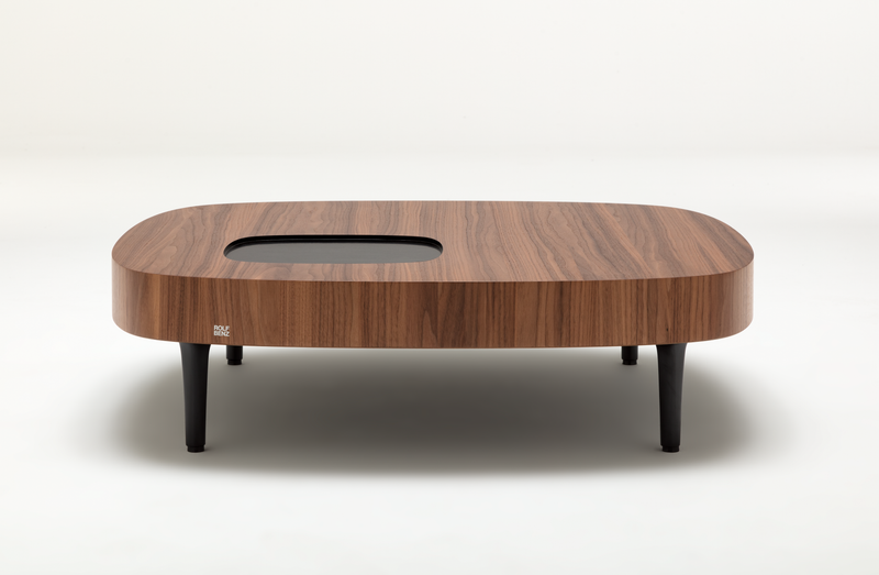 Rolf Benz 968 - Couchtisch (90 x 90 cm) Couchtisch mit Holztischplatte und schwarzer Akzentablage inmitten der Tischplatte