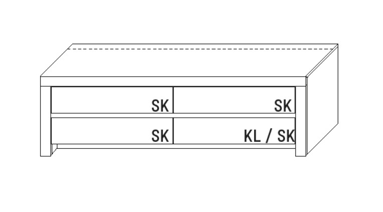 Illustration eines Lowboards vor weißem Hintergrund