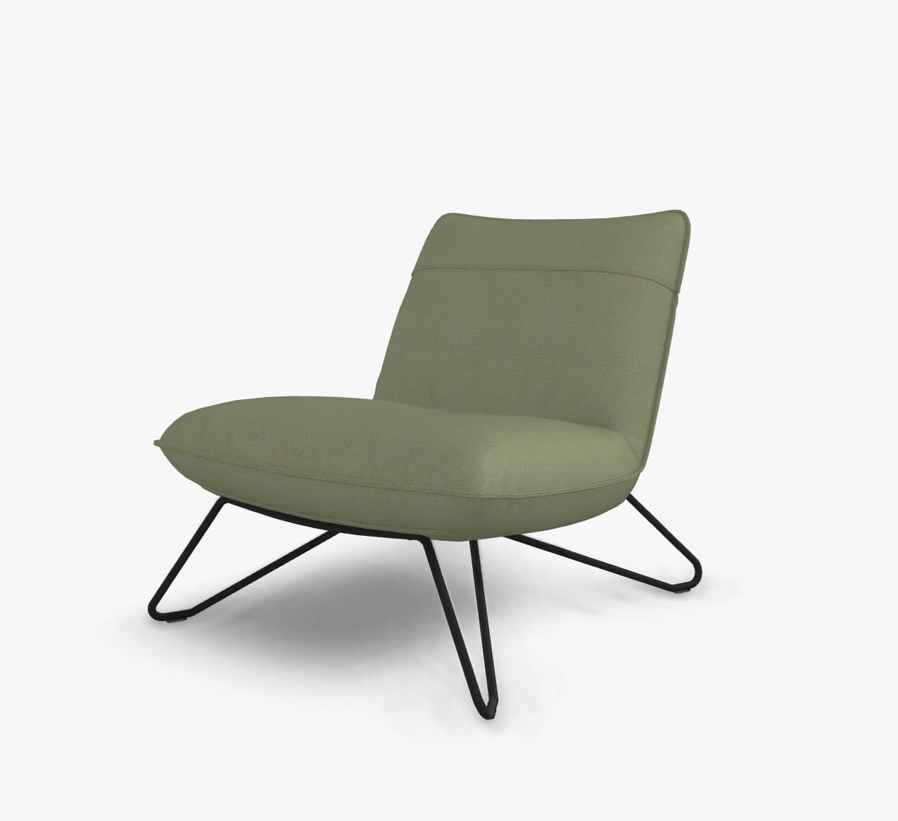 Rolf Benz 394 - Sessel (Loungesessel) | Stoff, schilfgrün 28.406 | Metallgestell schwarz